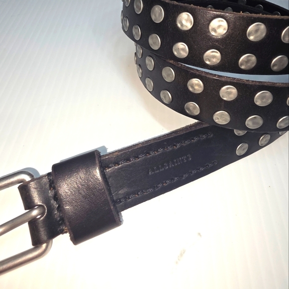 All Saints leather eyelet belt black size small 34 - Picture 3 of 7